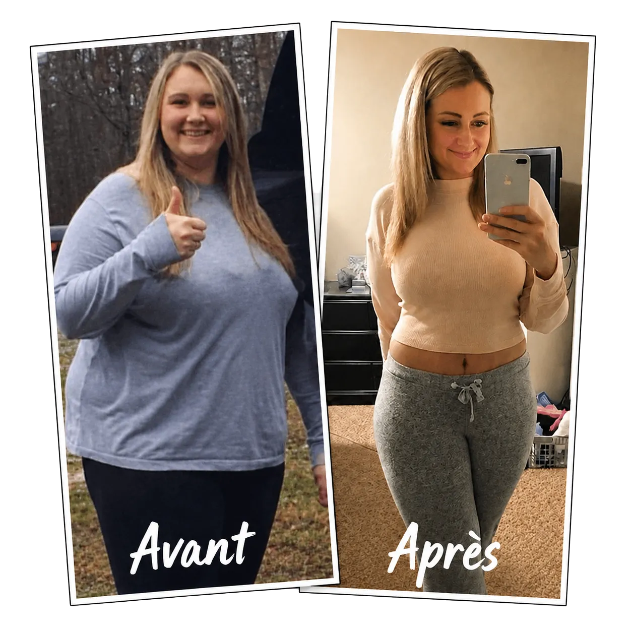 Transformation avant après montrant des habitudes plus stables avec Fitness Keto Capsules